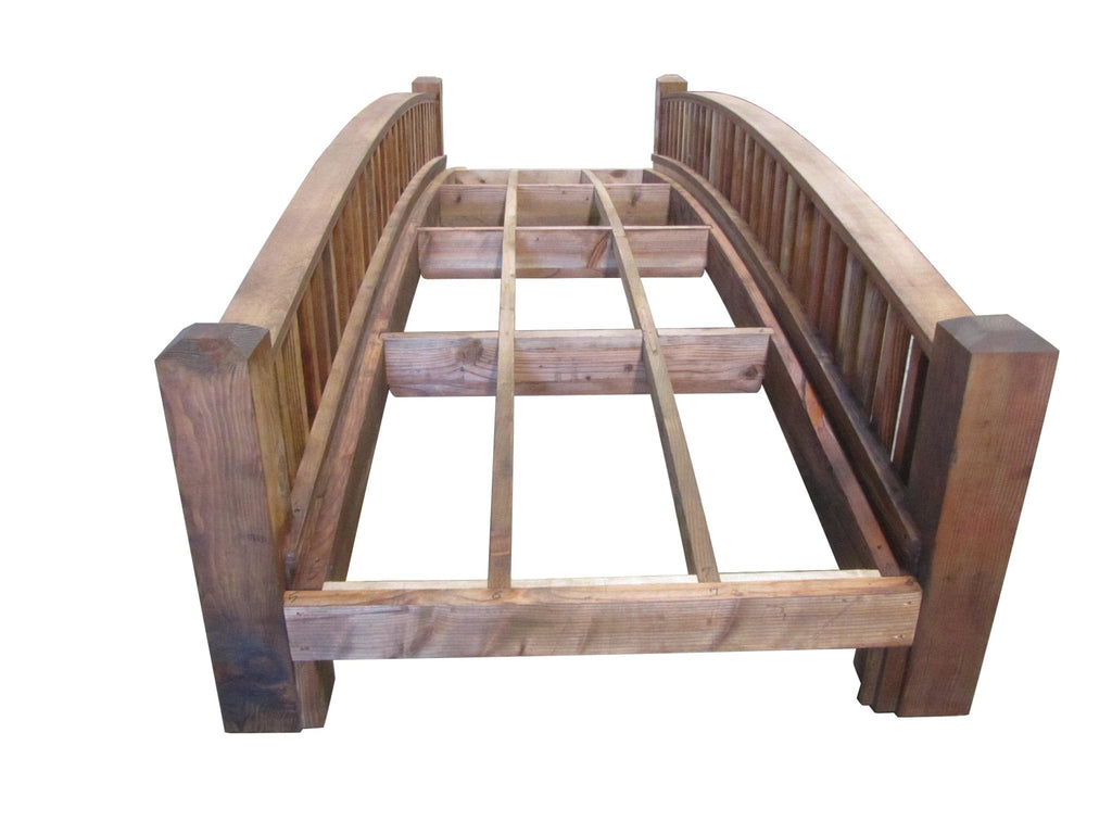 Wooden Garden Bridge Medium Rails 12 ft.