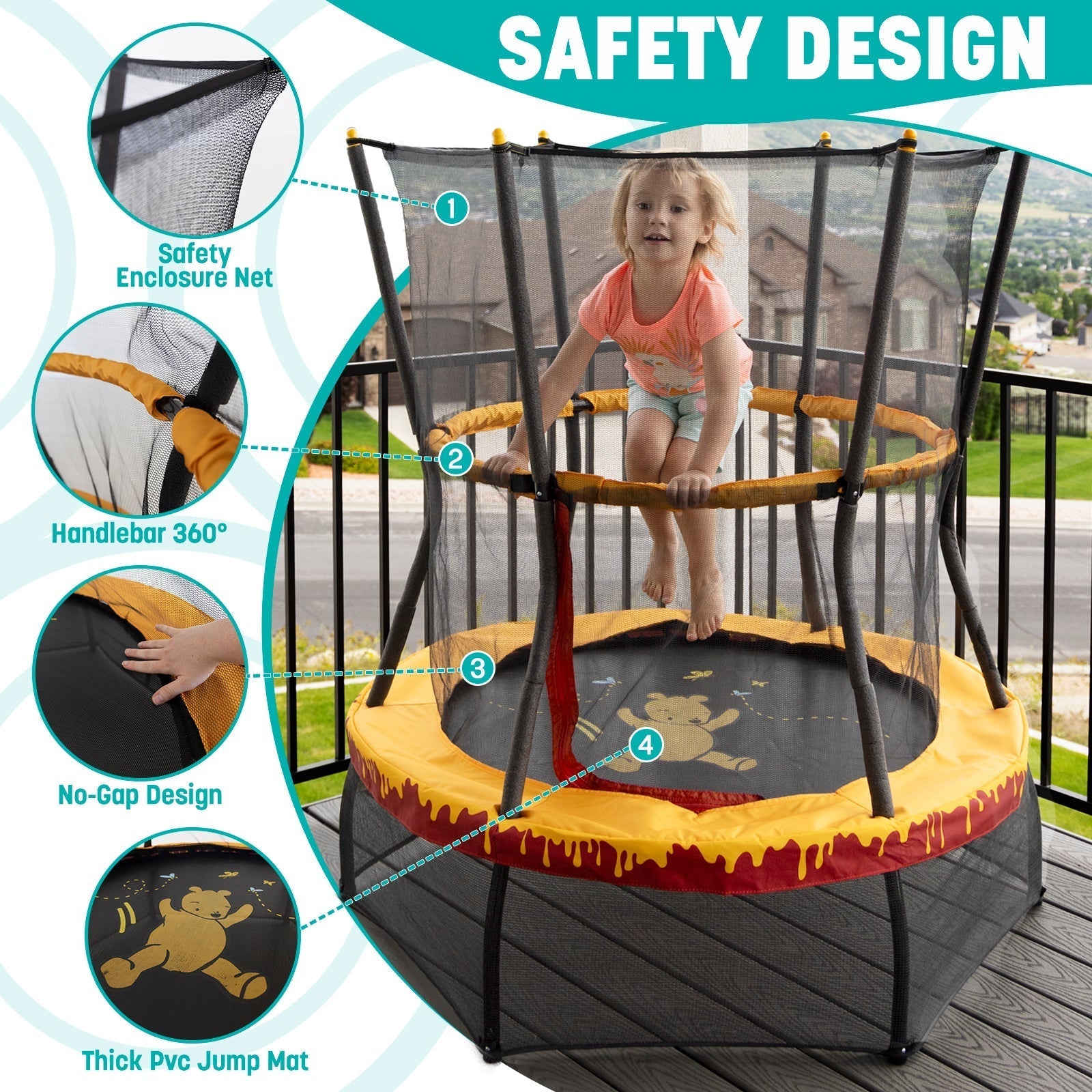 Skywalker Trampolines 48in Winnie the Pooh Mini Trampoline for Kids