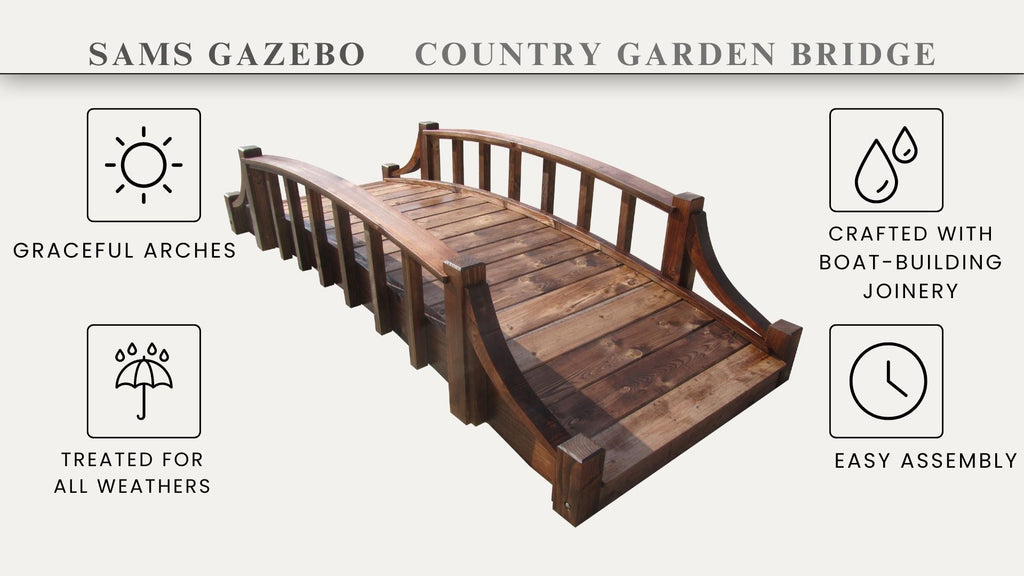 French Country Wooden Garden Bridge 6 ft.
