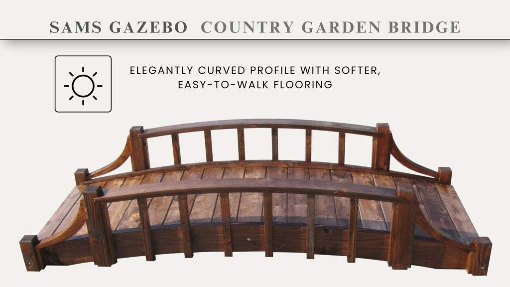 French Country Wooden Garden Bridge 6 ft.