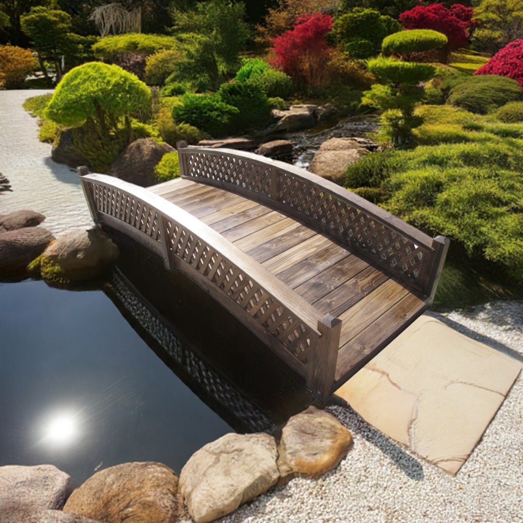 Butterfly Garden Bridge with Diamond Lattice Railings 8 ft.
