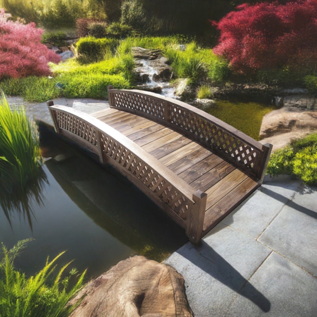 Butterfly Garden Bridge with Diamond Lattice Railings 8 ft.