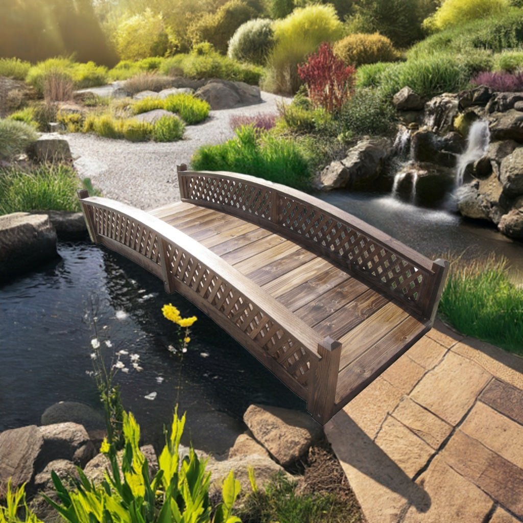 Butterfly Garden Bridge with Diamond Lattice Railings 8 ft.