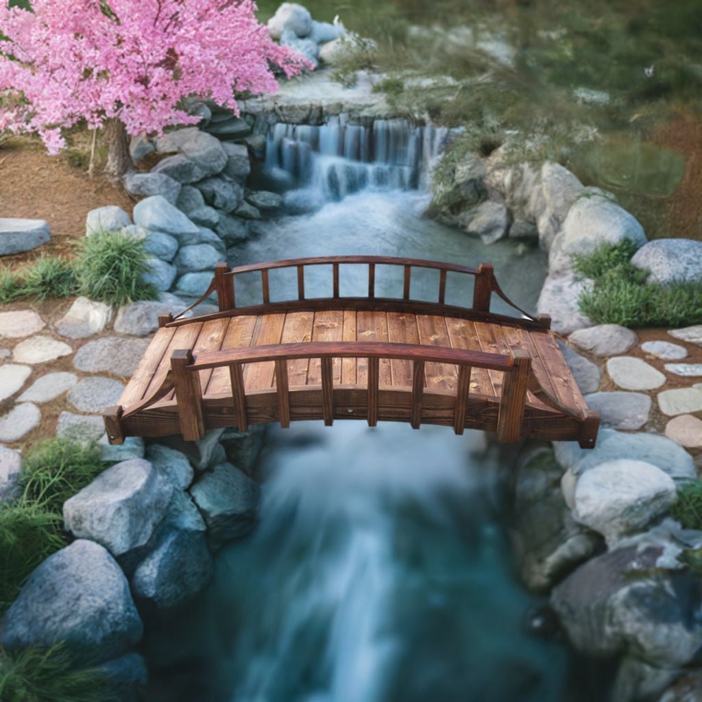 French Country Wooden Garden Bridge 6 ft.