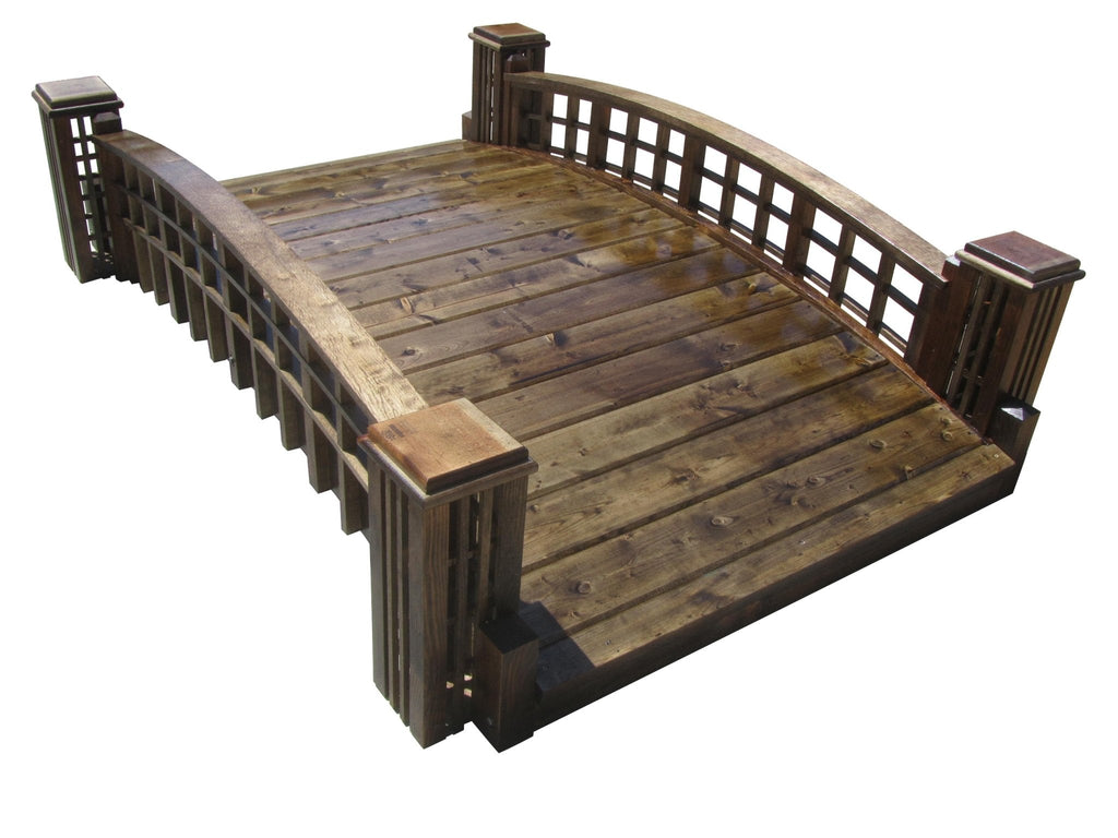 Pond Bridge with Grid Lattice and 4 Trellis Posts 7 ft. x 4 ft. 400 lb. Capacity