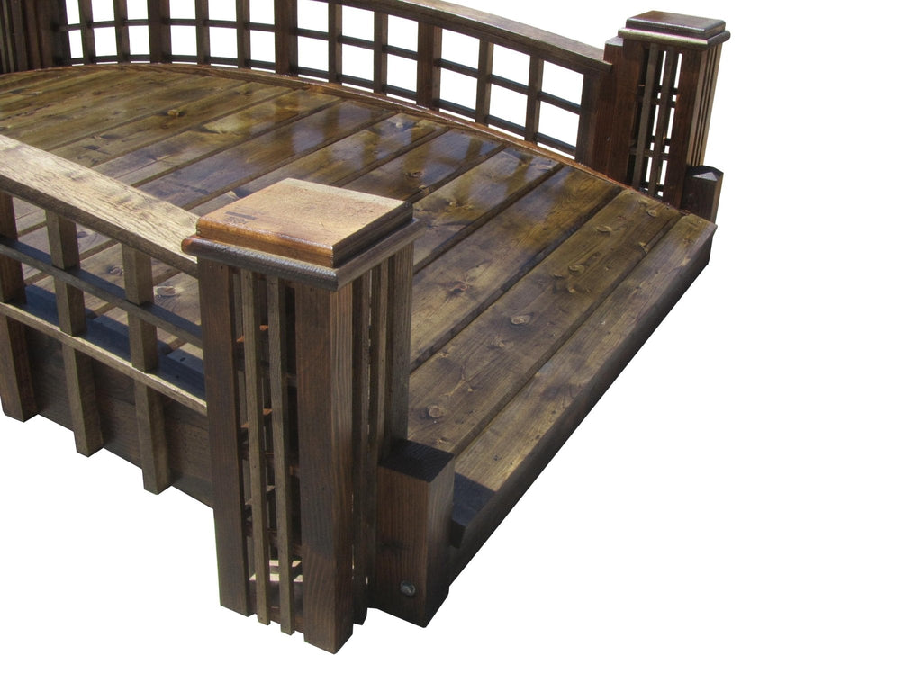 Pond Bridge with Grid Lattice and 4 Trellis Posts 7 ft. x 4 ft. 400 lb. Capacity