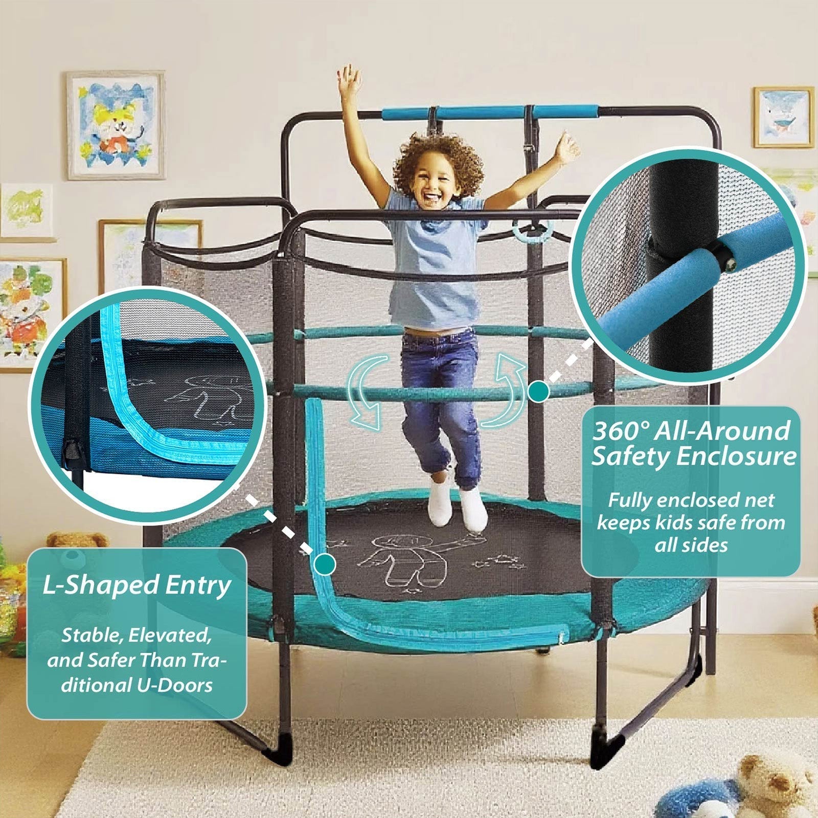 Skywalker Trampolines 60in  Round Trampoline L-Shaped Entry with Enclosure