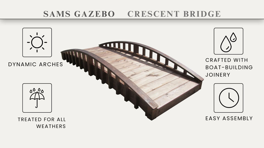 Crescent Japanese Wooden Bridge 8 ft.