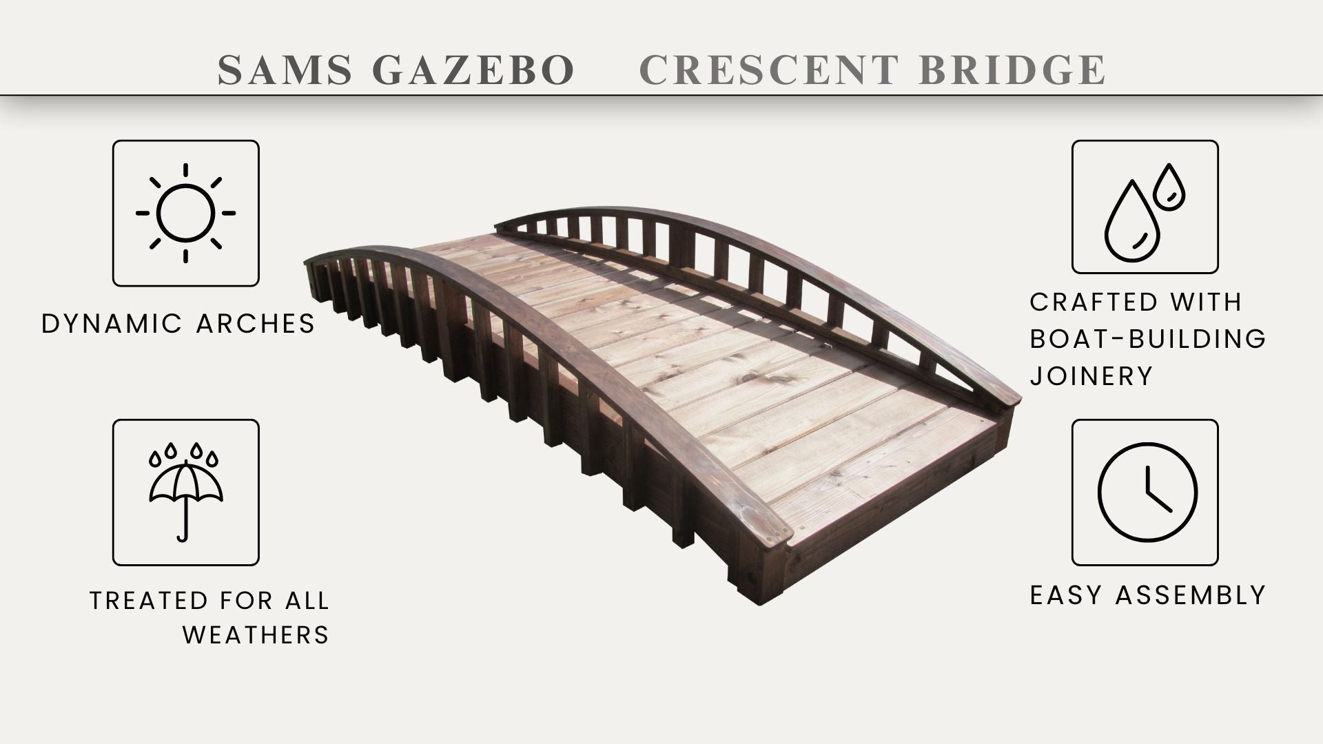 Crescent Japanese Wooden Bridge 8 ft.