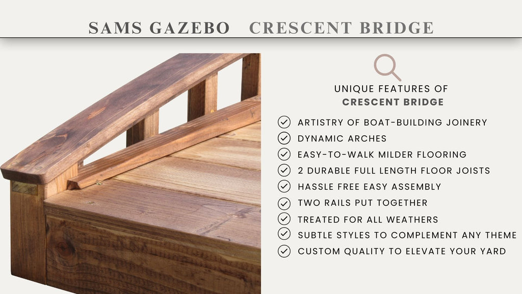 Crescent Japanese Wooden Bridge 8 ft.