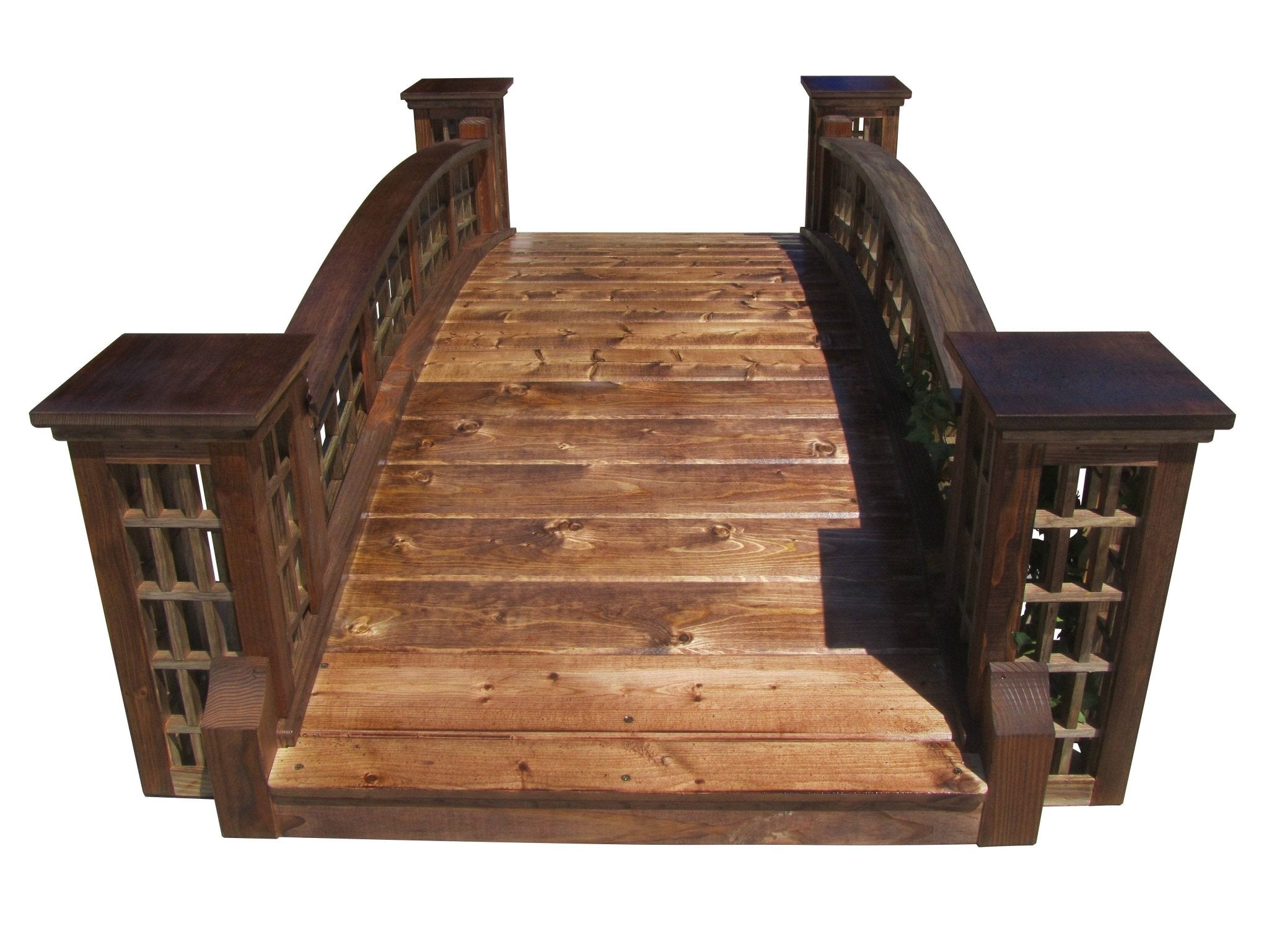 Garden Bridge with Cross Halving Grid Lattice and 4 Trellis Posts 7 ft.