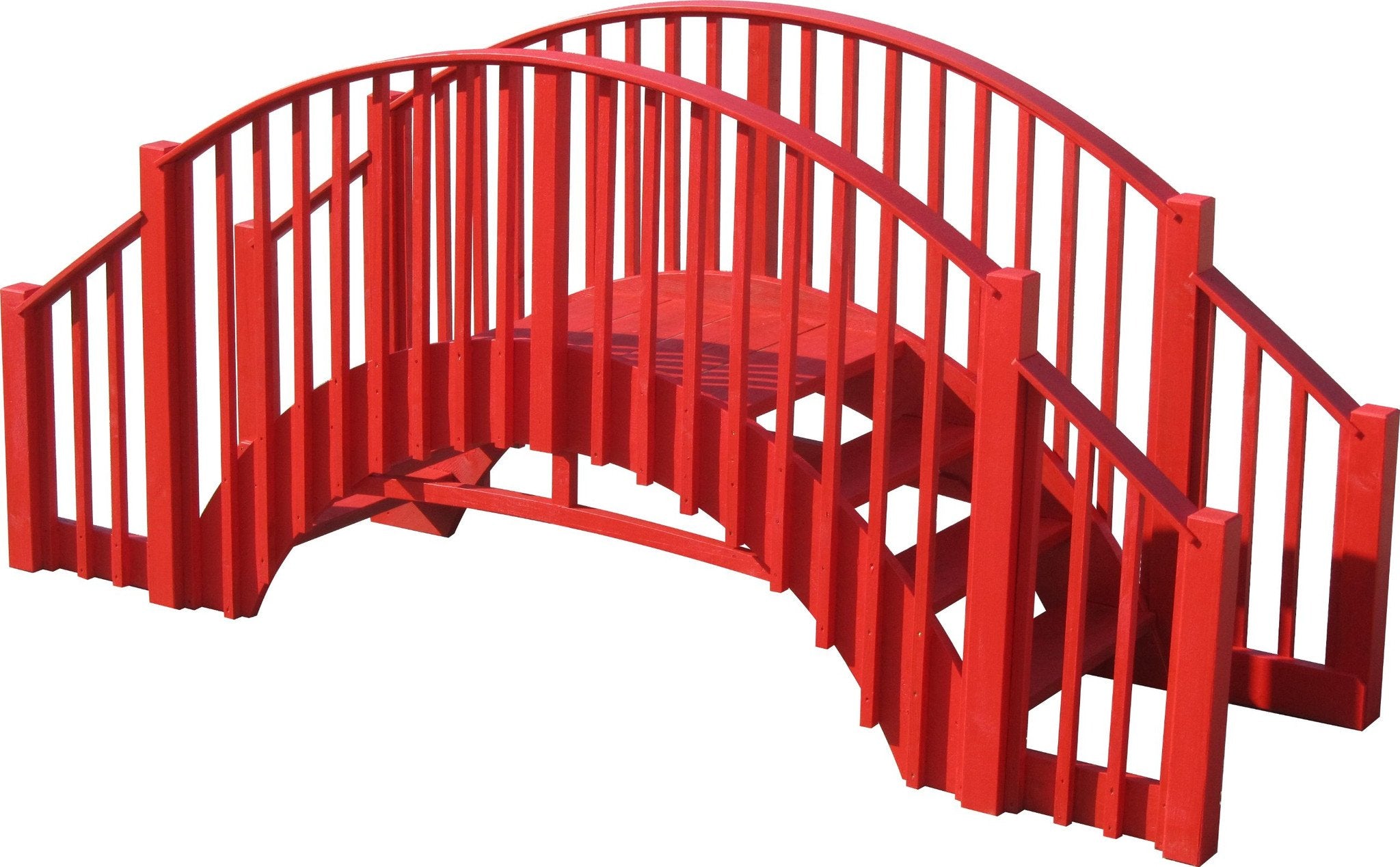Imperial Wooden Garden Bridge with Stairs 4 Rail Extensions 8 ft.
