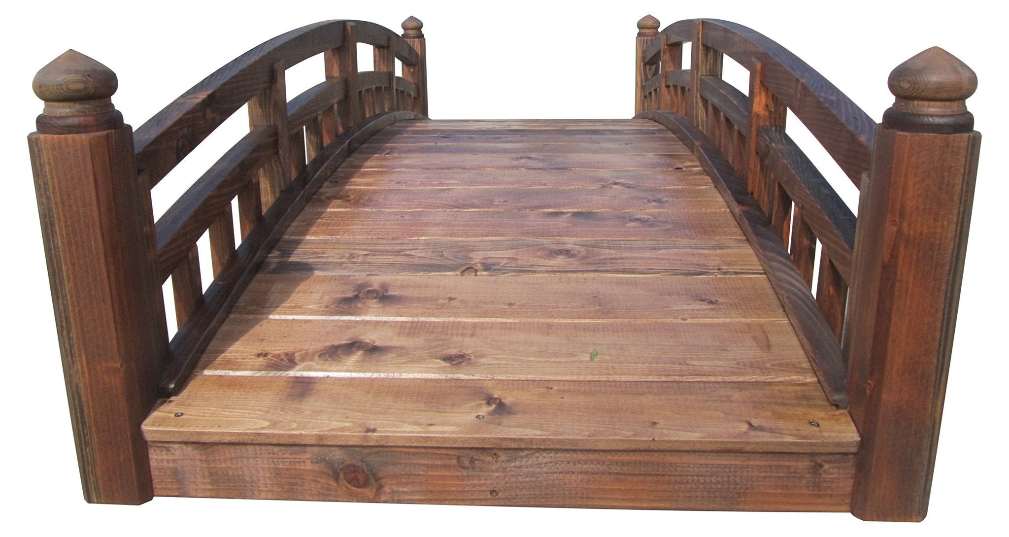 Japanese Garden Bridge with Split Railings and Finials 8 ft. Taiko