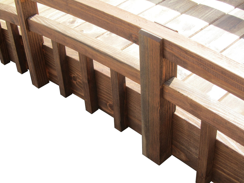 Japanese Garden Bridge with Split Railings and Finials 8 ft. Taiko