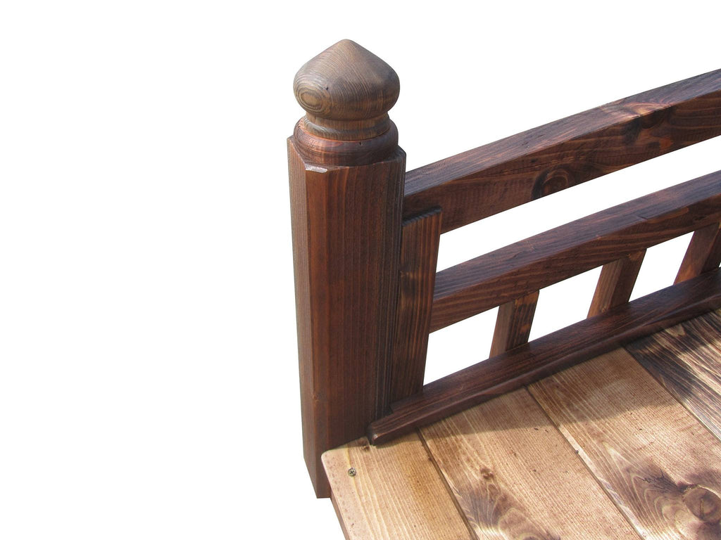 Japanese Garden Bridge with Split Railings and Finials 8 ft. Taiko
