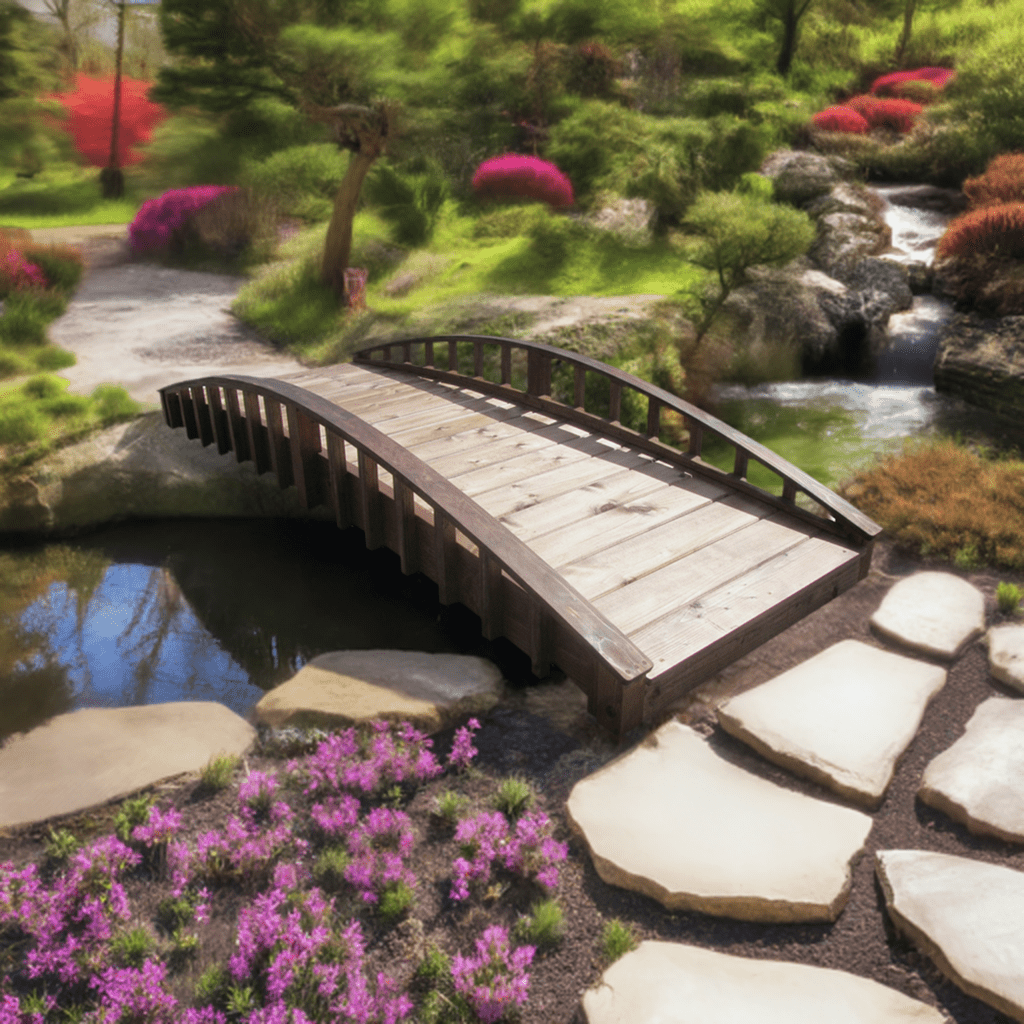 Crescent Japanese Wooden Bridge 8 ft.