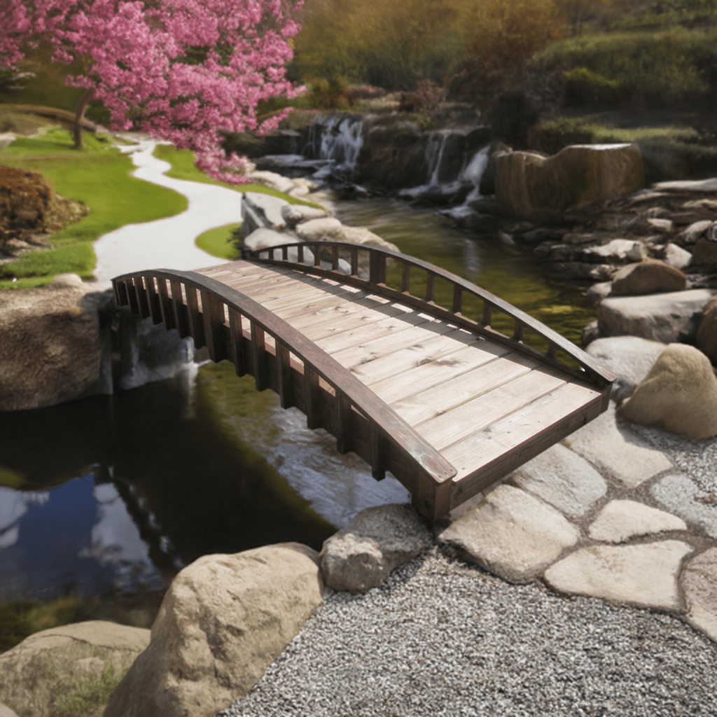Crescent Japanese Wooden Bridge 8 ft.