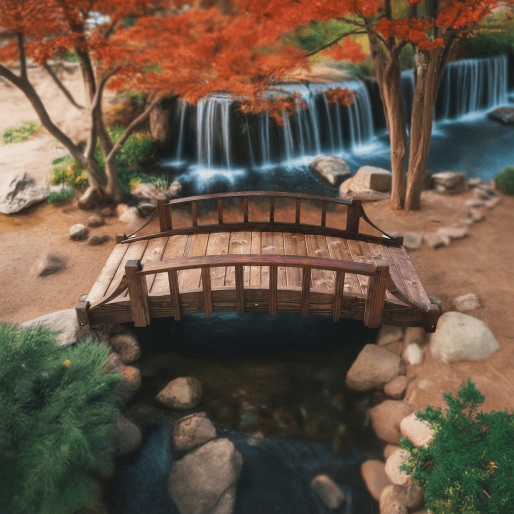 French Country Wooden Garden Bridge 6 ft.