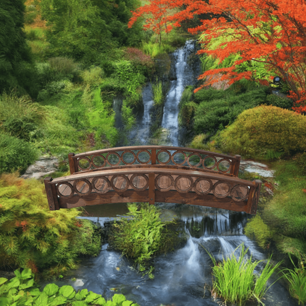 Rose Garden Bridge with Ring Railings 8 ft.
