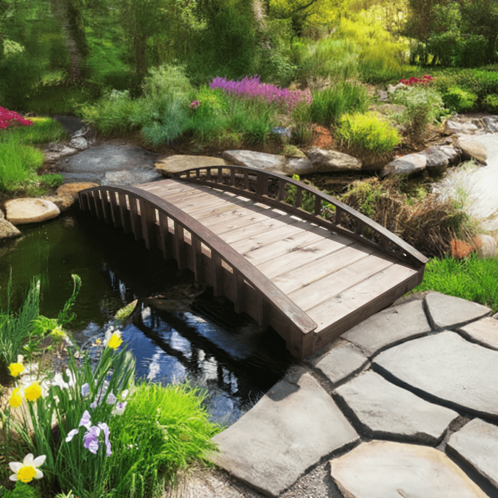Crescent Japanese Wooden Bridge 8 ft.