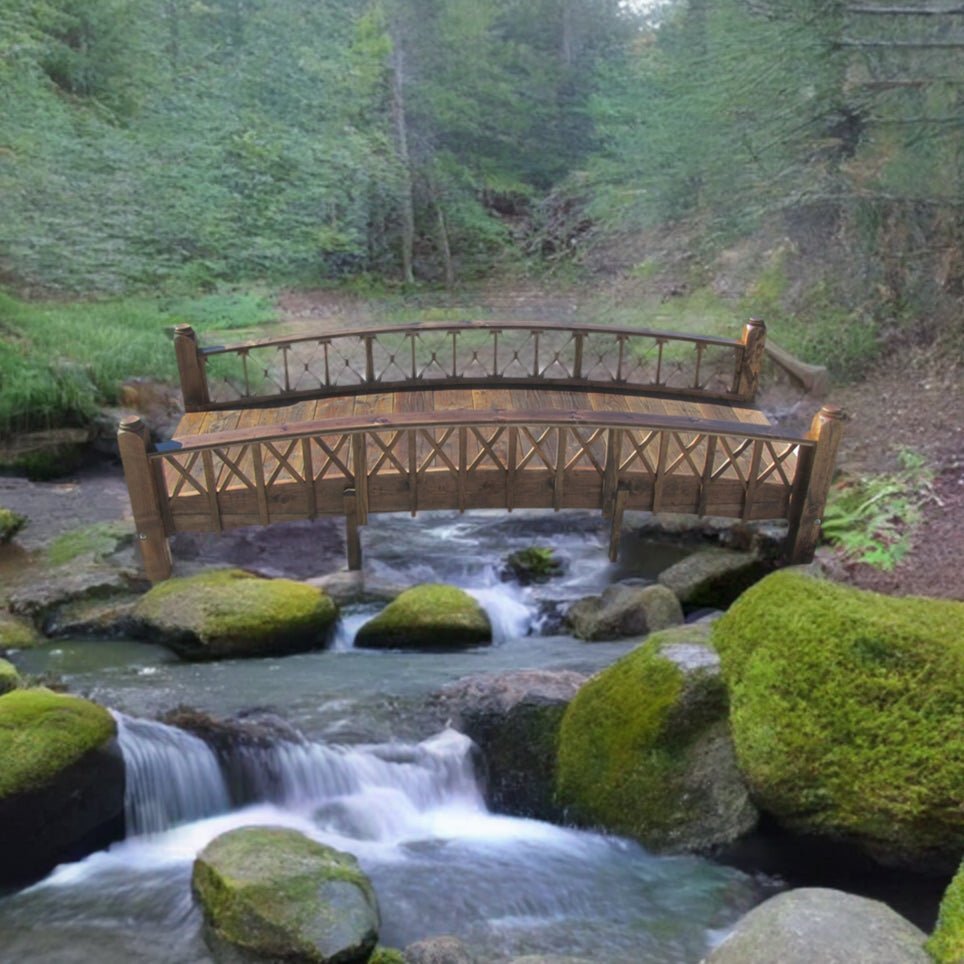 Swan Garden Bridge Medium Cross Halving Lattice Rails 12 ft.