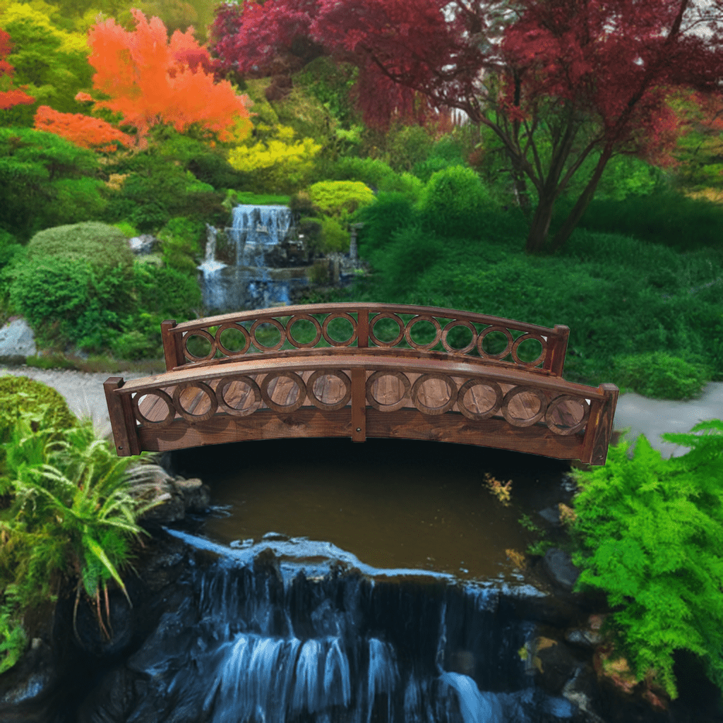 Rose Garden Bridge with Ring Railings 8 ft.