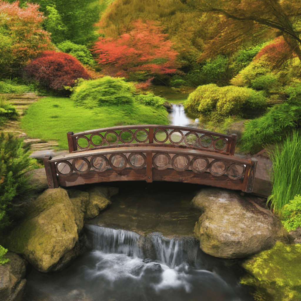Rose Garden Bridge with Ring Railings 8 ft.