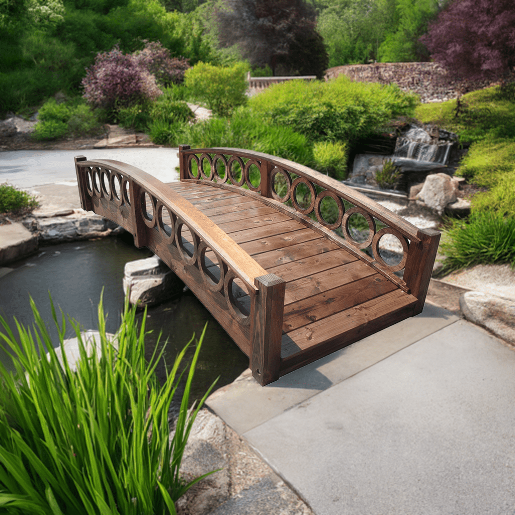 Rose Garden Bridge with Ring Railings 8 ft.
