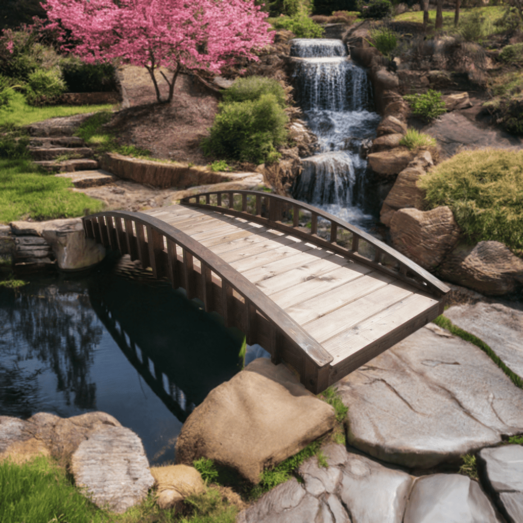 Crescent Japanese Wooden Bridge 8 ft.