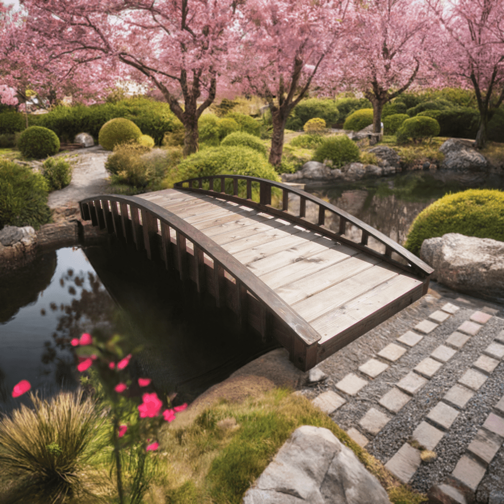 Crescent Japanese Wooden Bridge 8 ft.