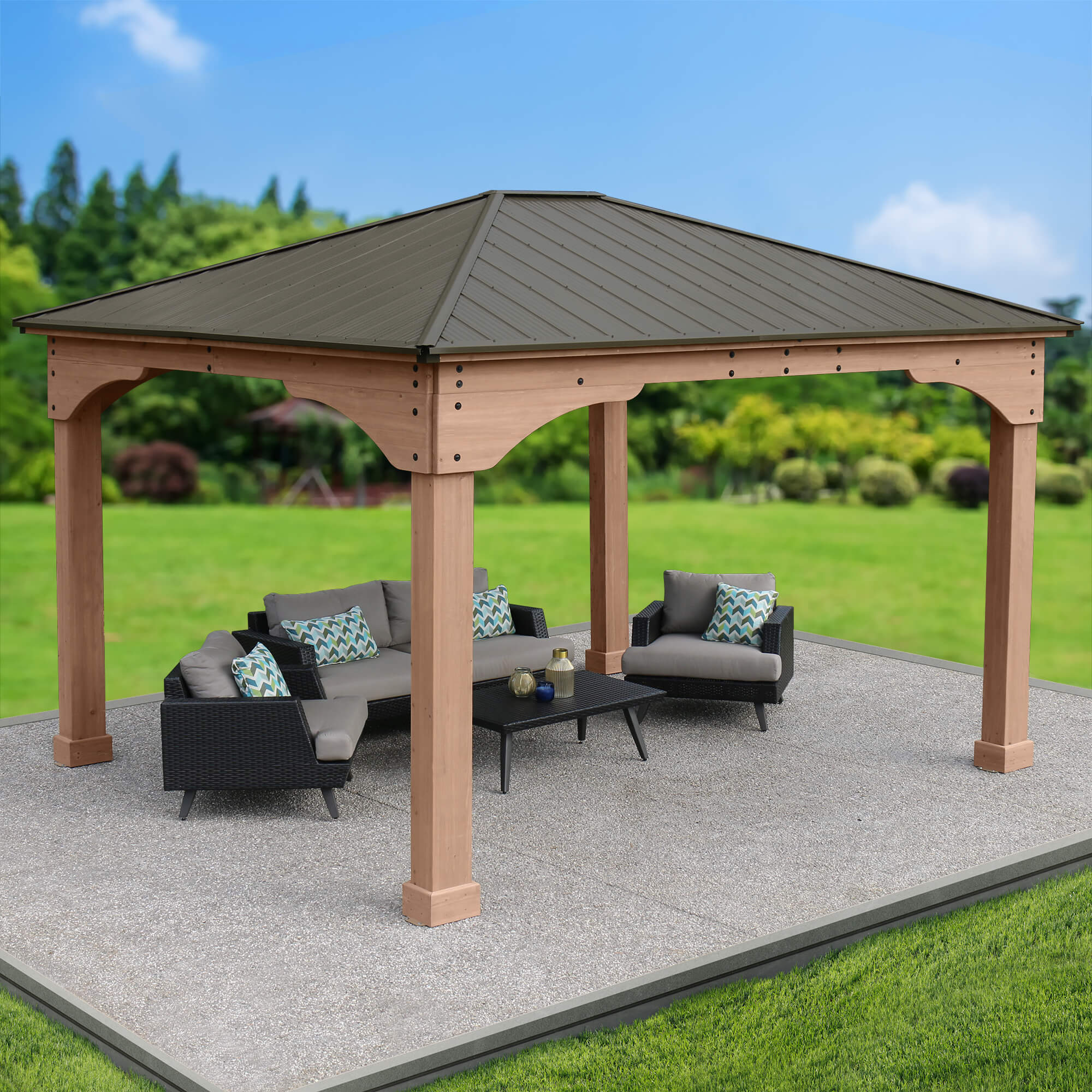 12 x 14 Grand Gazebo with Aluminum Roof