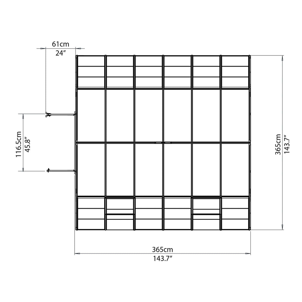 Palram - Canopia | 12x12 Ft Americana Greenhouse Kit With 0.8mm Polycarbonate Glazing