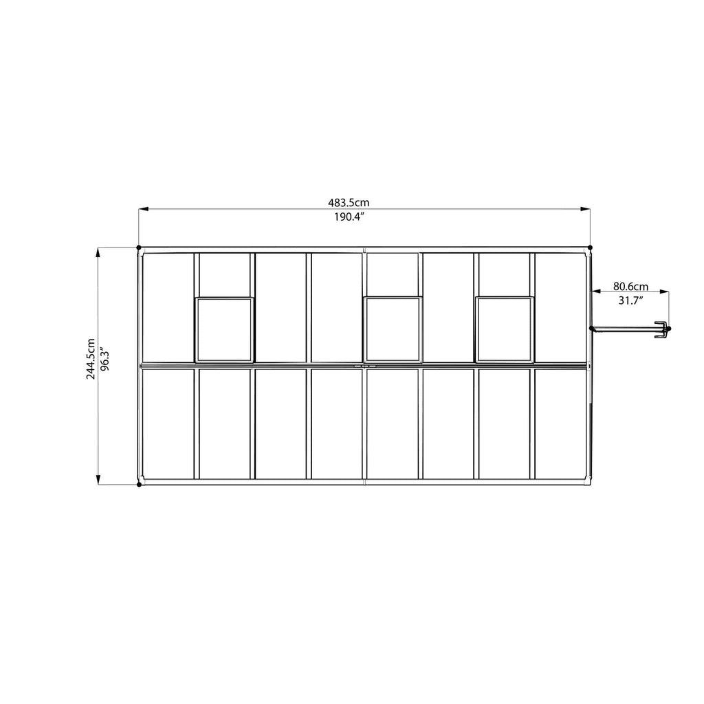 Palram - Canopia | Glory Premium Greenhouse Kit 8 Ft Wide - Gray With 10mm Twin-wall Polycarbonate Glazing