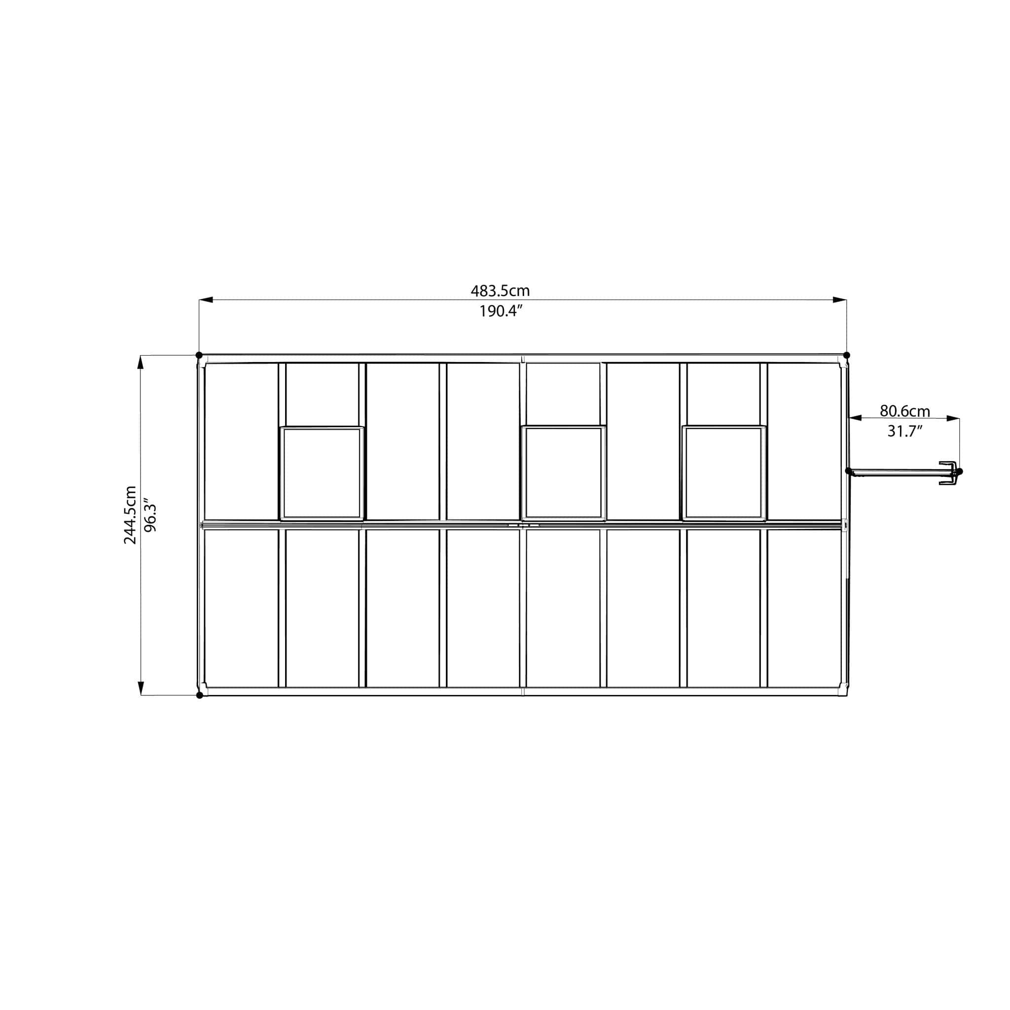 Palram - Canopia | Glory Premium Greenhouse Kit 8 Ft Wide - Gray With 10mm Twin-wall Polycarbonate Glazing