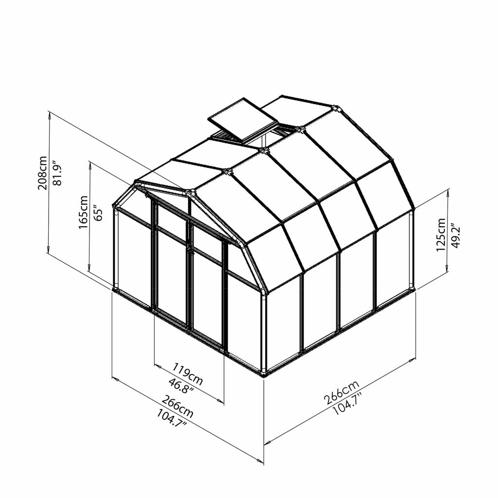 Palram - Canopia | Hobby Gardener Greenhouse Kit - 8 Ft Wide - Green With 6mm Twin-wall Polycarbonate Glazing