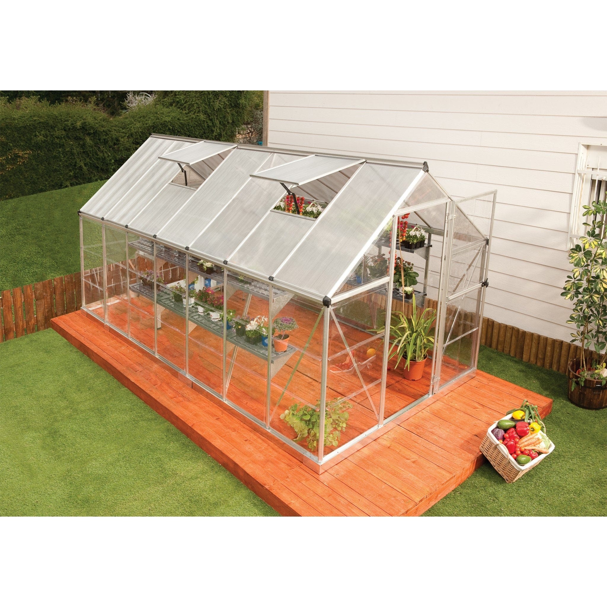 Palram - Canopia | Hybrid Greenhouse Kit - Silver With 0.8mm Polycarbonate Glazing