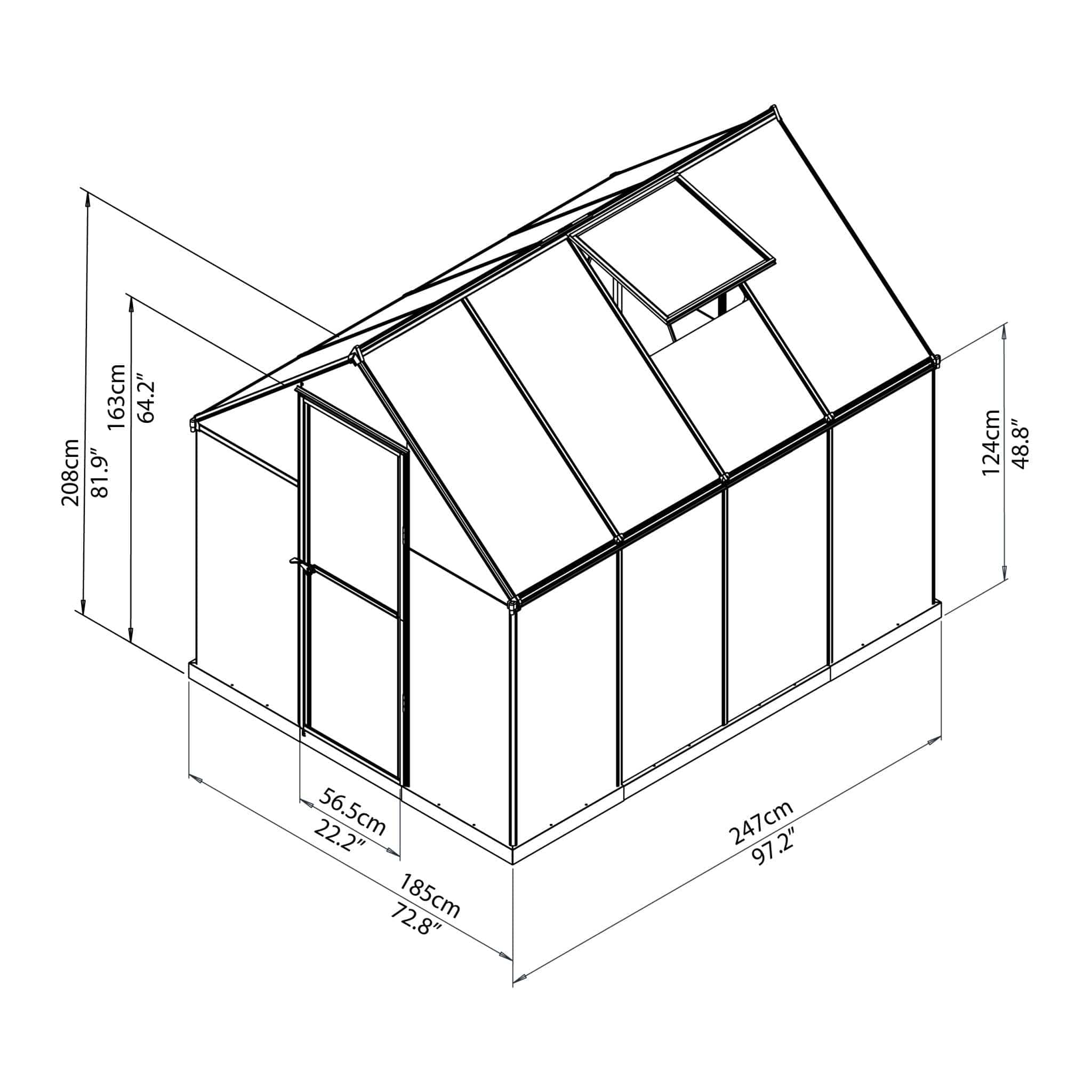 Palram - Canopia | Hybrid Greenhouse Kit - Silver With 0.8mm Polycarbonate Glazing