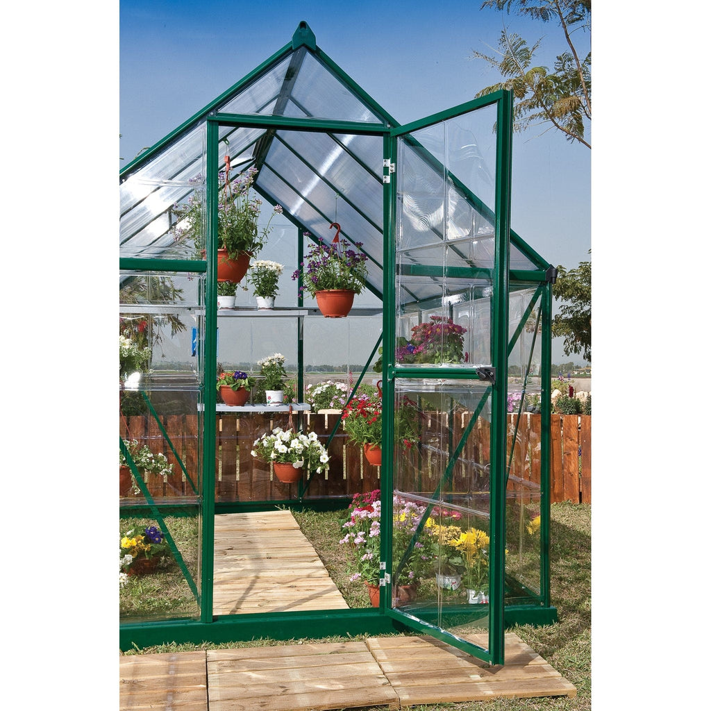 Palram - Canopia | 6x4 Ft Hybrid Greenhouse Kit - Green With 0.8mm Polycarbonate Glazing