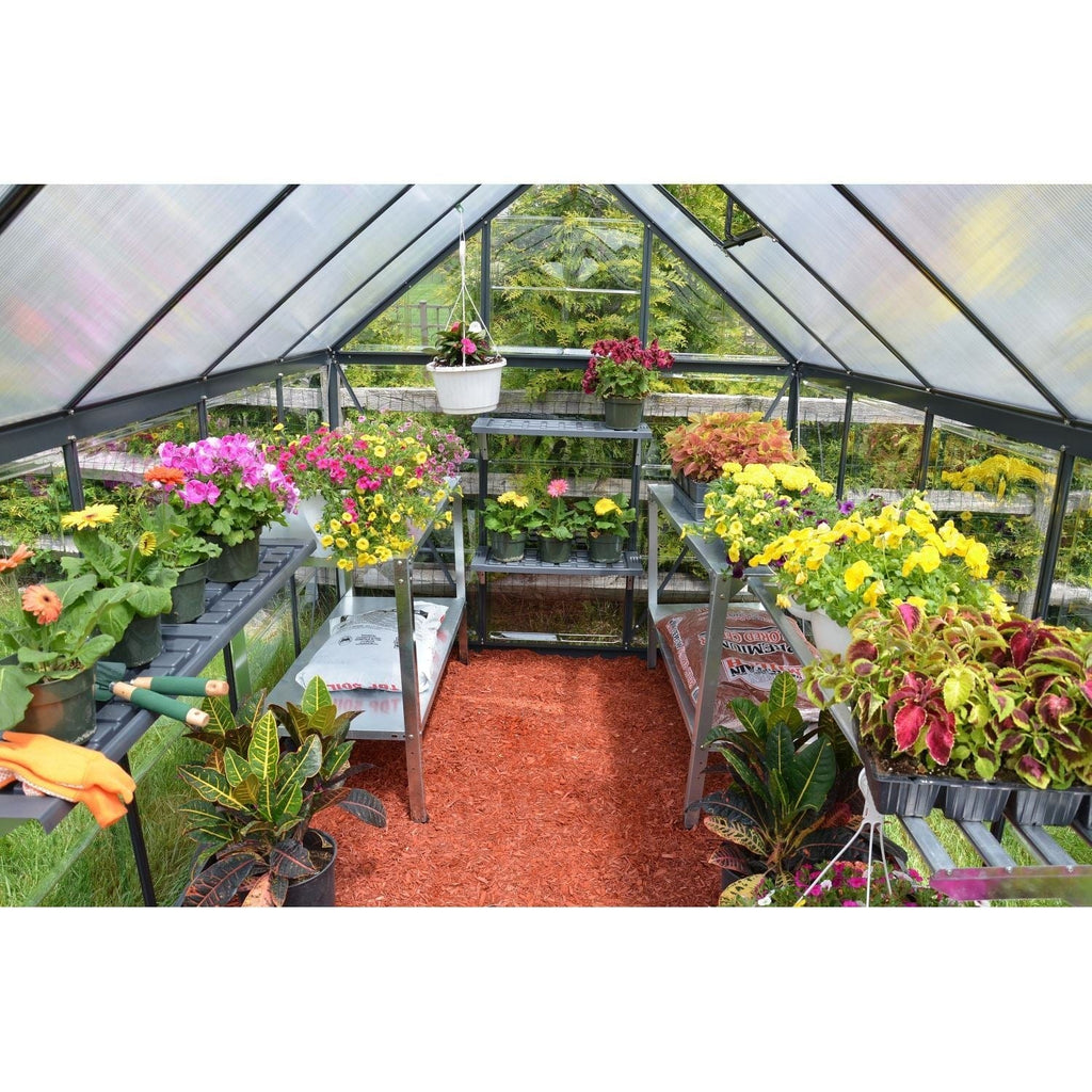 Palram - Canopia | 6x10 Ft Mythos Greenhouse Kit - Gray With 4mm Twin-wall Polycarbonate Glazing