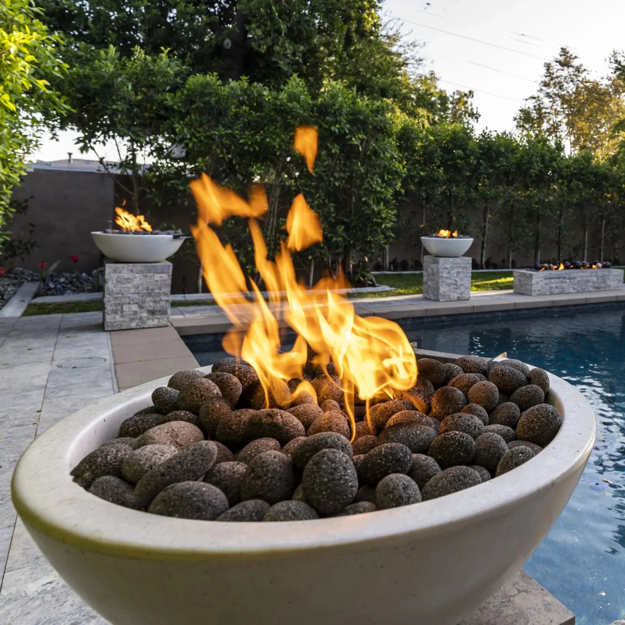 The Outdoor Plus 38" Luna Concrete Gas Fire Pit