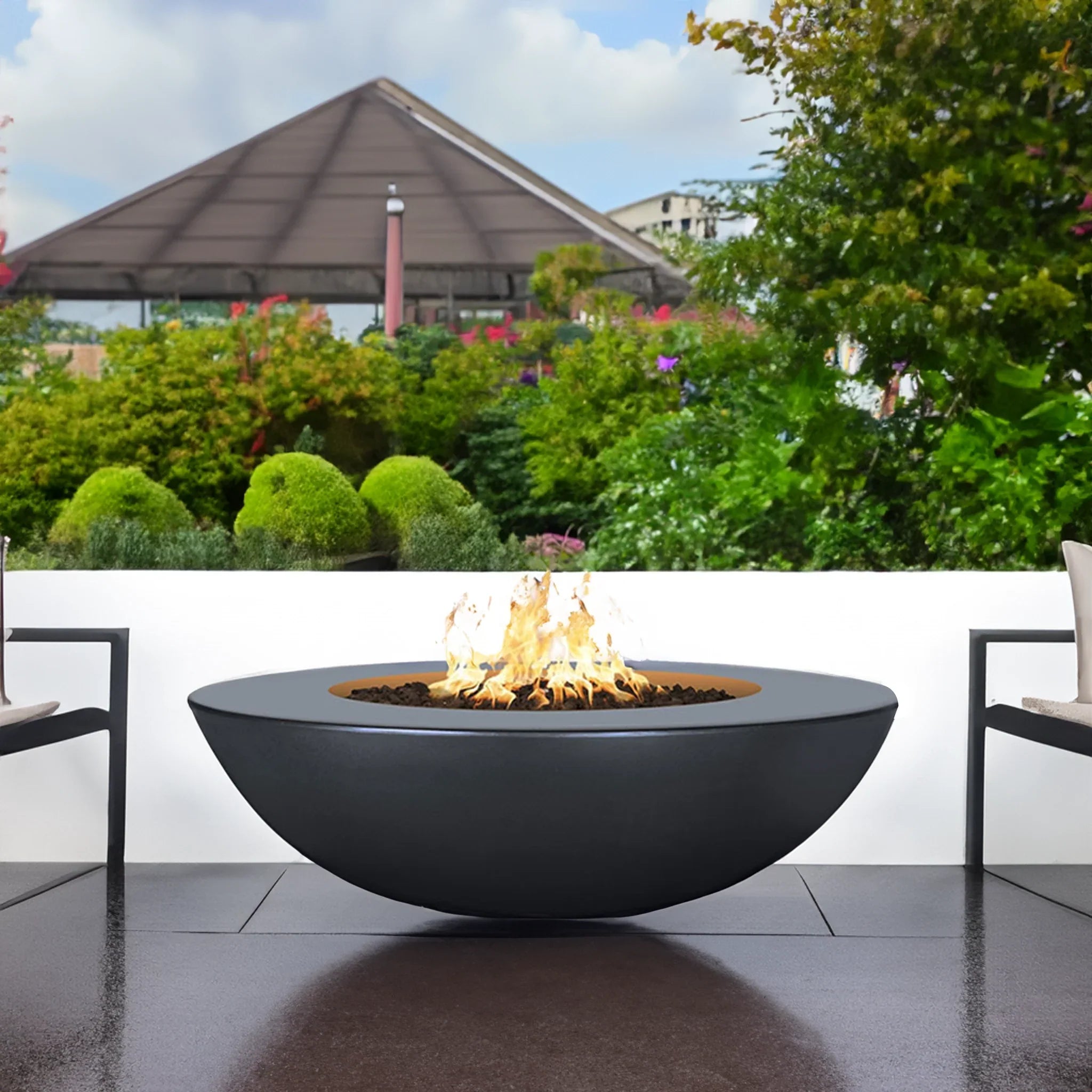 The Outdoor Plus 60" Sedona Wide Ledge Concrete Gas Fire Pit
